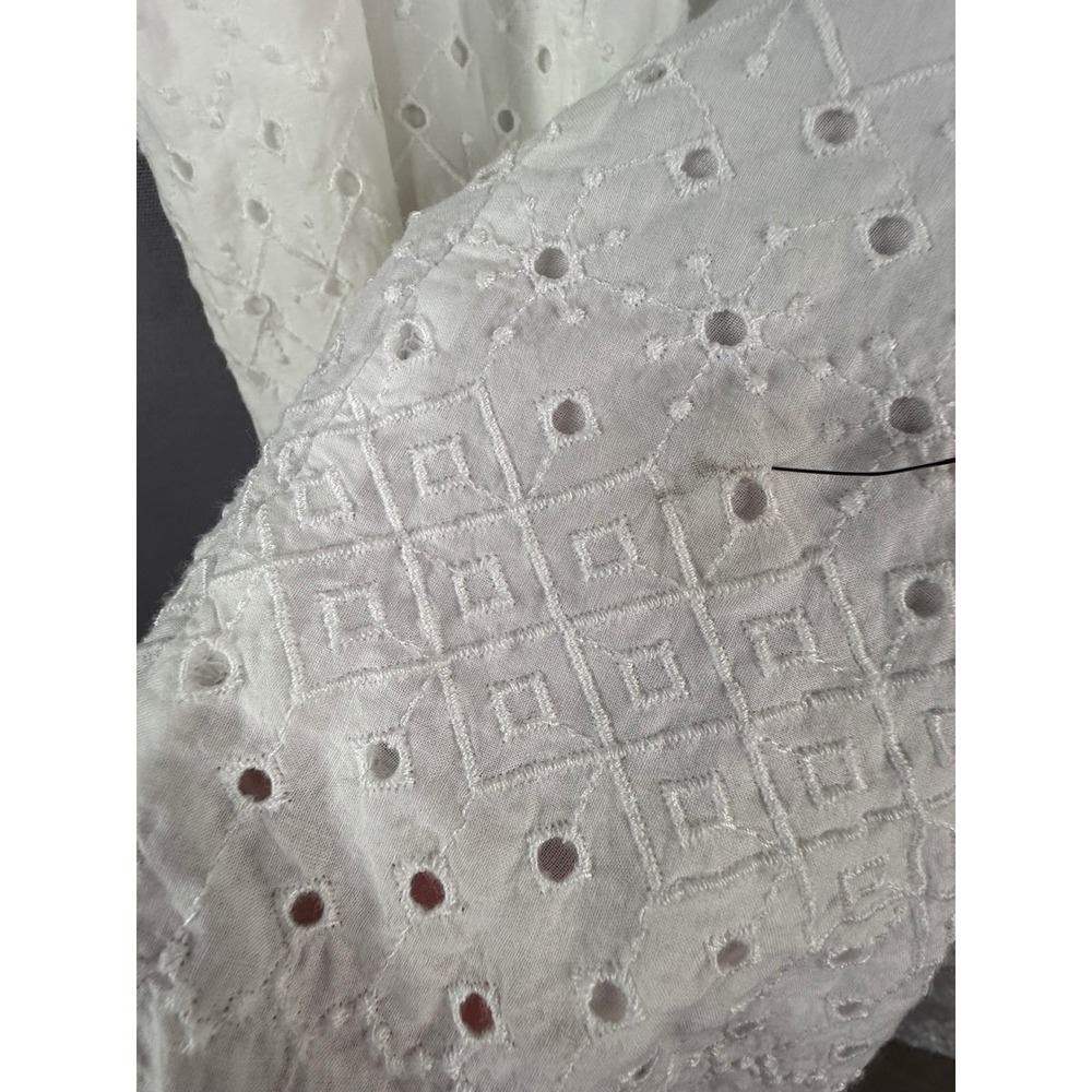 Old Navy Dress Womens XXL White Eyelet Smocked Midi Cottagecore Summer Casual - Picture 3 of 8